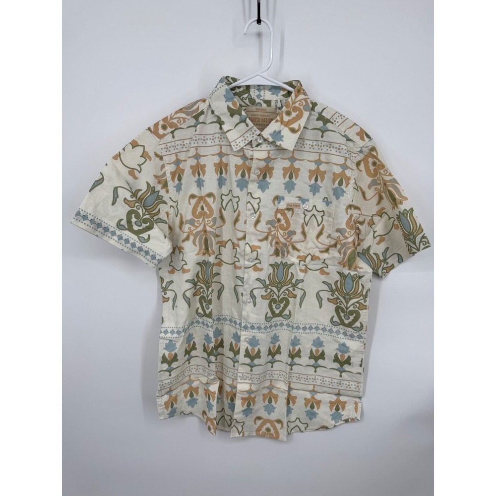 NWT Parish Shirt Men Medium Multi Graphic Print Short Sleeve Casual Summer Beach